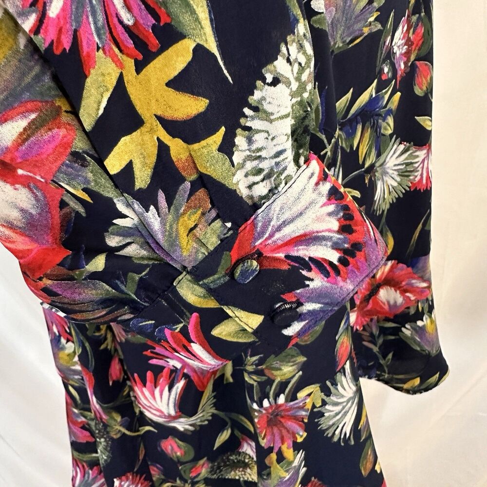 J Crew Genova Long Sleeve Flouncy Hem Dress Painted Floral Size 8 - Picture 6 of 9